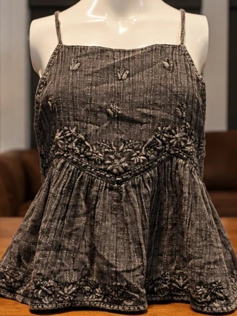 POL Embroidered Babydoll Tank Top